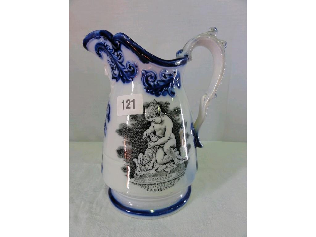 Appraisal: A th century jug commemorating the Great Exhibition with black