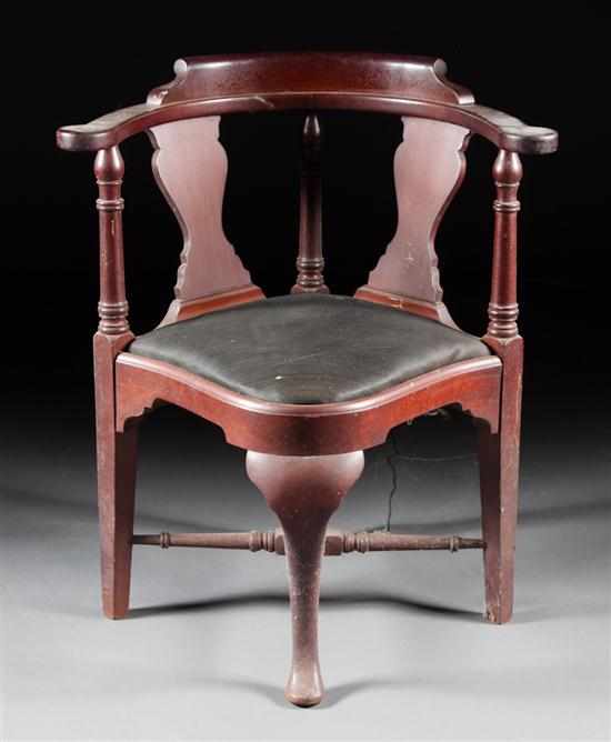 Appraisal: Queen Anne style mahogany corner chair late th early th