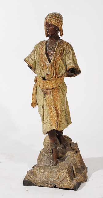 Appraisal: A LATE TH CENTURY PAINTED SPELTER FIGURE OF A MOORISH