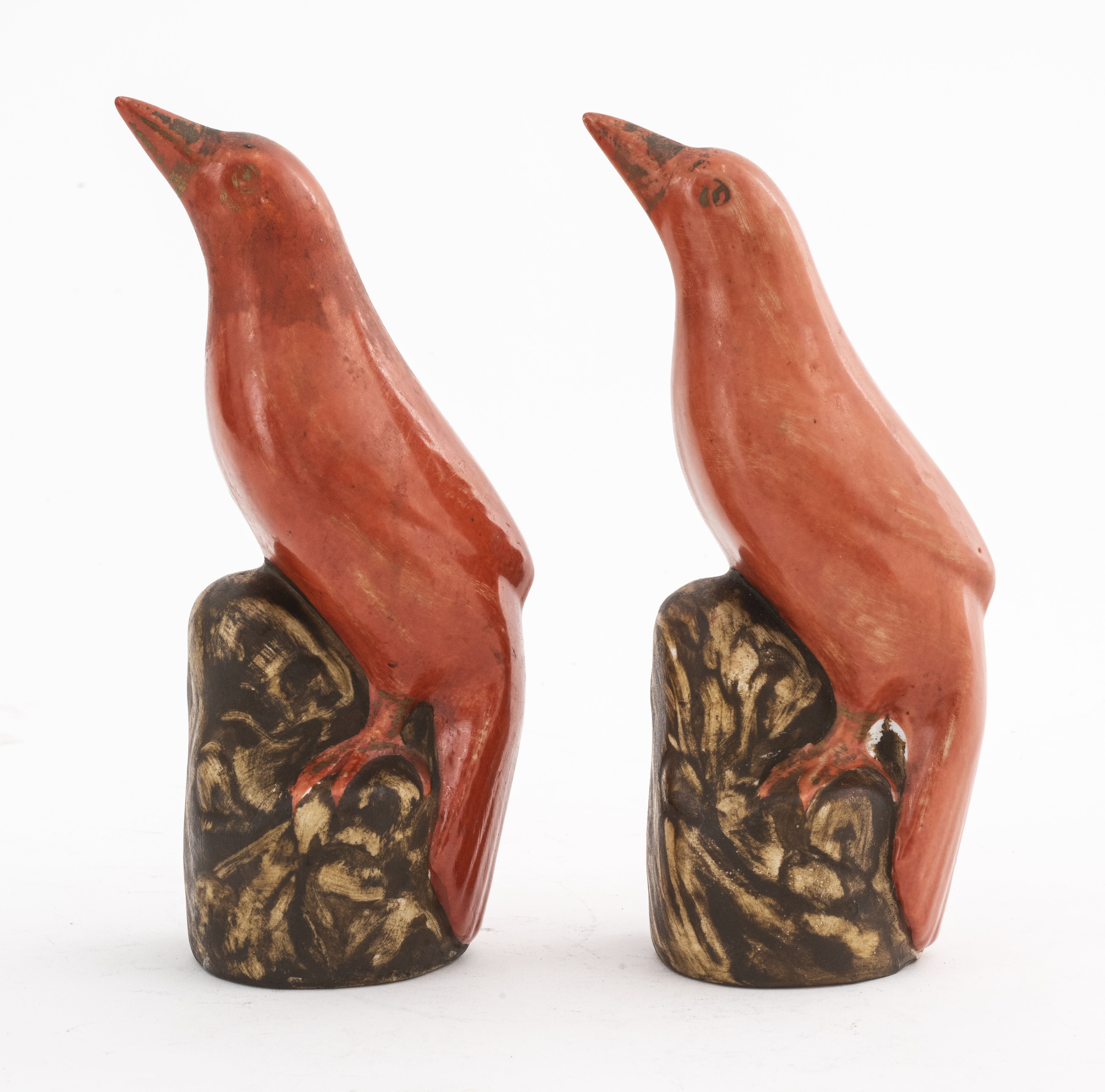 Appraisal: CHINESE GLAZED CERAMIC BIRD FIGURES PR Chinese pair of ceramic