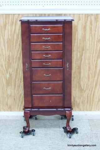 Appraisal: Cherry Finished Free Standing Jewelry CabinetVery nice modern era cherry