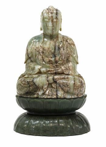 Appraisal: Chinese carved jade figure of the Buddha celadon coloration with