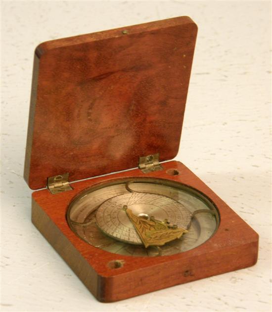 Appraisal: th century mahogany cased compass with equinoctial silver plated and