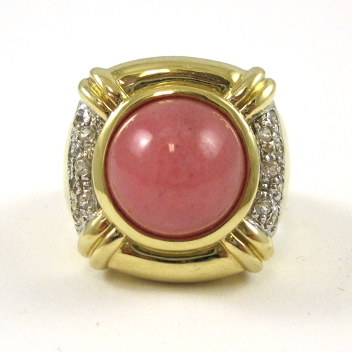 Appraisal: RHODOCHROSITE DIAMOND AND FOURTEEN KARAT GOLD RING set with a