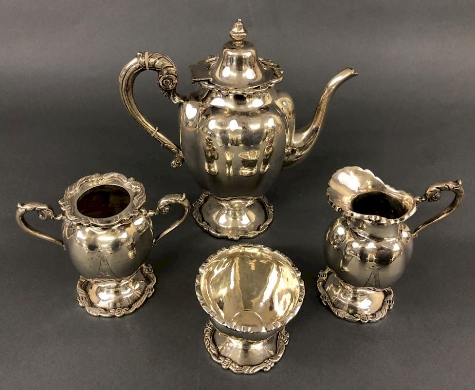 Appraisal: Mexican Sterling Silver Four Piece Tea Service Mexican sterling silver