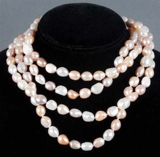 Appraisal: Lady's cultured baroque pearl necklace pearls approximately - mm necklace