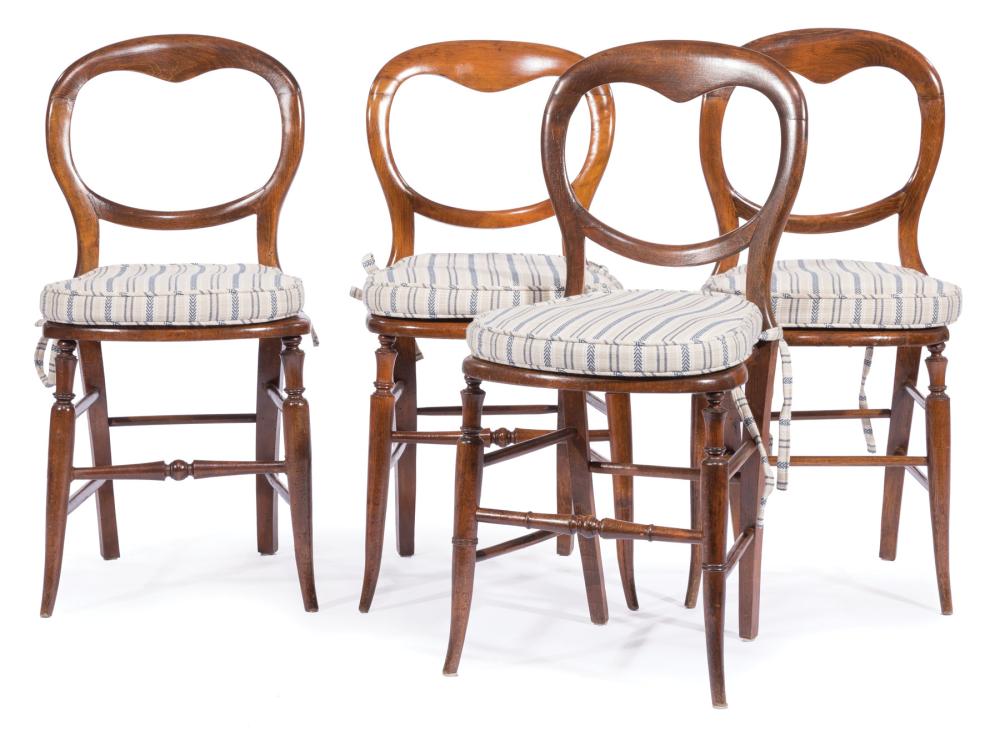 Appraisal: Four Louis Philippe Fruitwood Balloon-Back Chairs th c caned seats