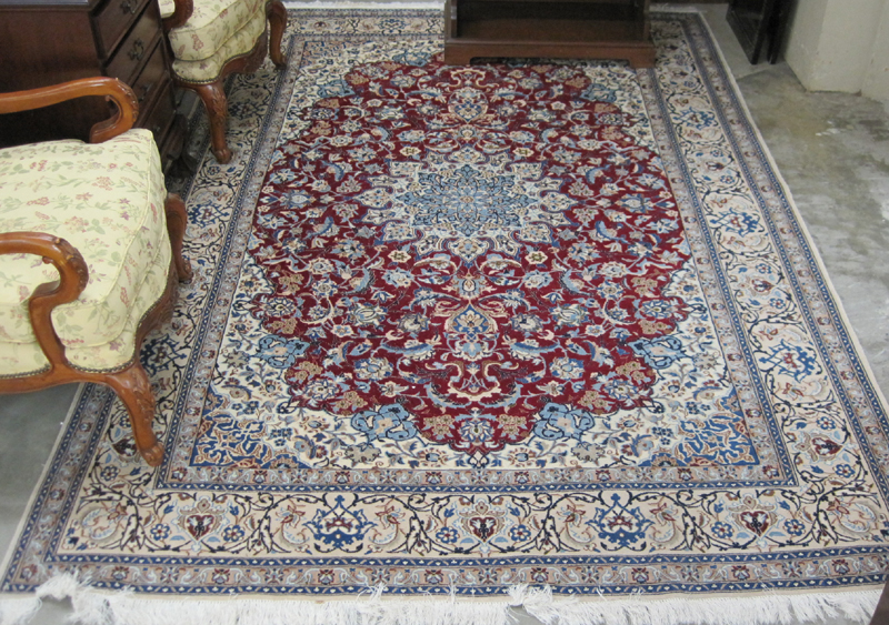 Appraisal: PERSIAN NAIN CARPET Isfahan Province central Iran floral and central