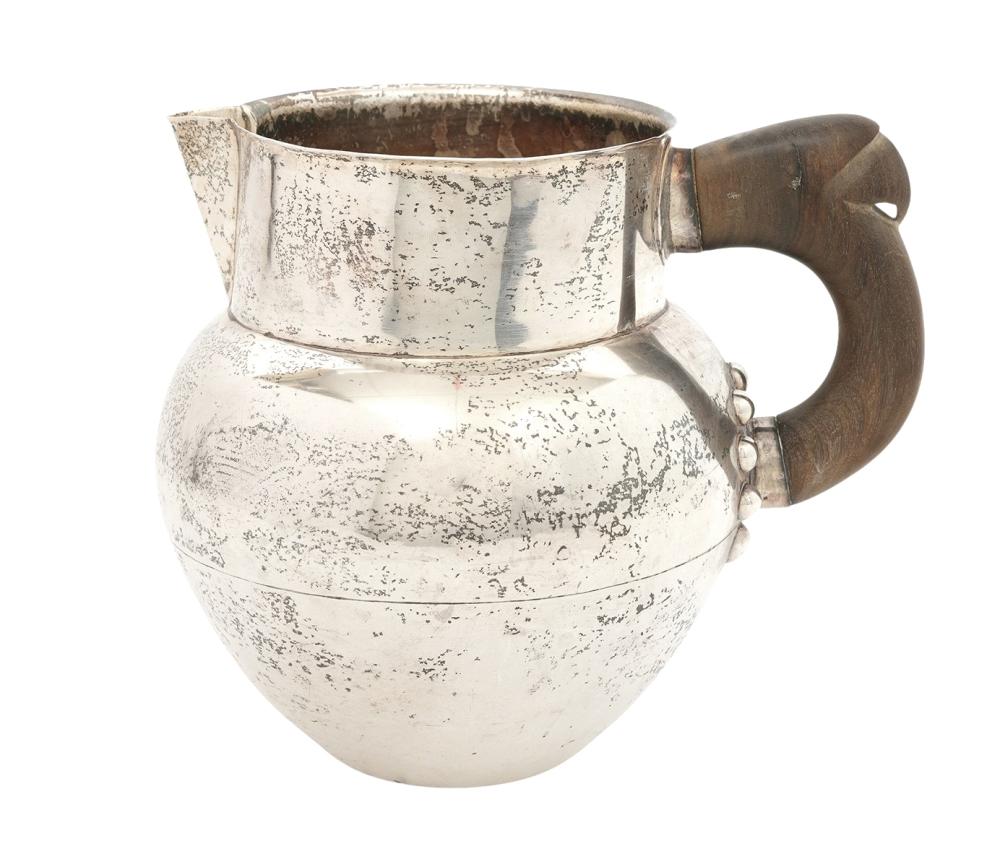 Appraisal: STERLING PITCHER ATTRIB TO WILLIAM SPRATLINGSterling silver pitcher attributed to