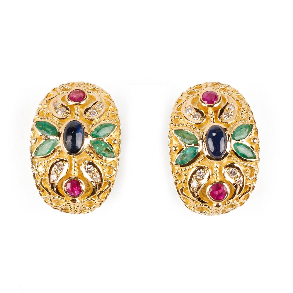 Appraisal: Pair of K Gold Colored Gemstone Earrings Pair of K