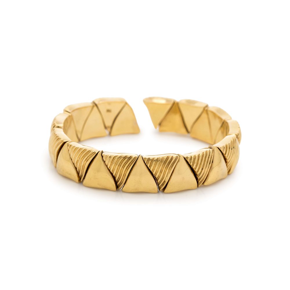 Appraisal: YELLOW GOLD CUFF BRACELET YELLOW GOLD CUFF BRACELET Consisting of