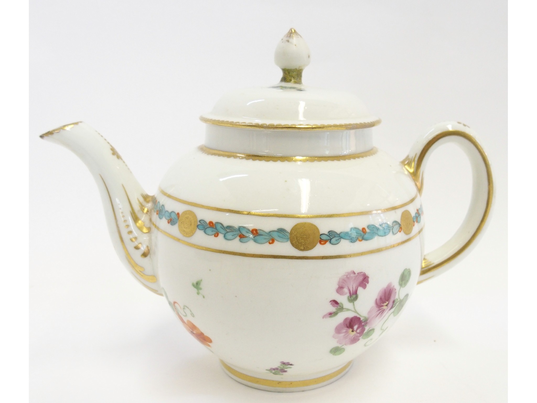 Appraisal: Porcelain painted teapot with red anchor to underside