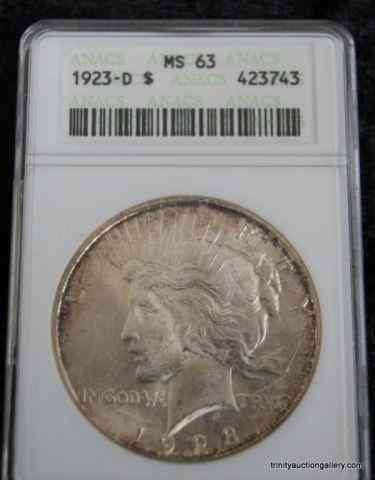 Appraisal: D Silver Peace MS Dollar CoinGraded by ANACS and slabbed