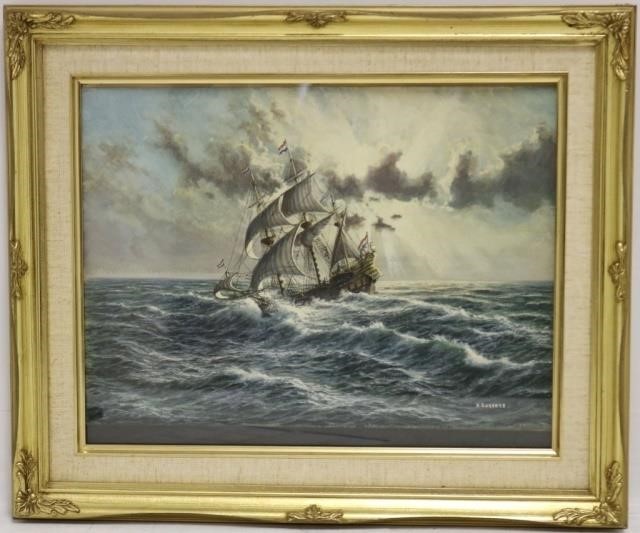 Appraisal: H SASSE GOUACHE DEPICTING A DUTCH MANOF WAR IN ROUGH