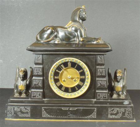 Appraisal: A Victorian Egyptian Revival slate and gilt metal mantel clock