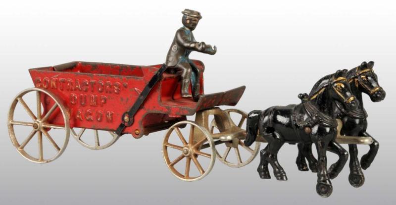 Appraisal: Cast Iron Arcade Contractors Dump Wagon Toy Description Includes one