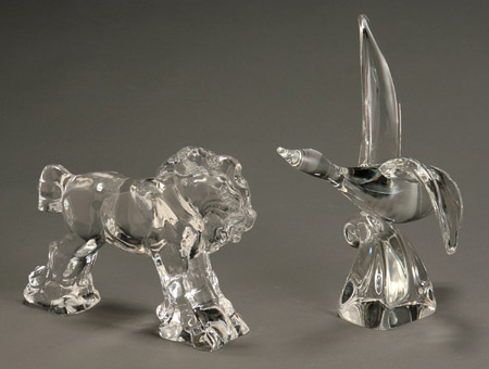 Appraisal: Two Steuben Clear Glass Figures of Animals The first Water