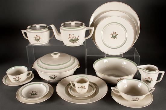 Appraisal: Royal Copenhagen china -piece partial dinner service in the Quaking