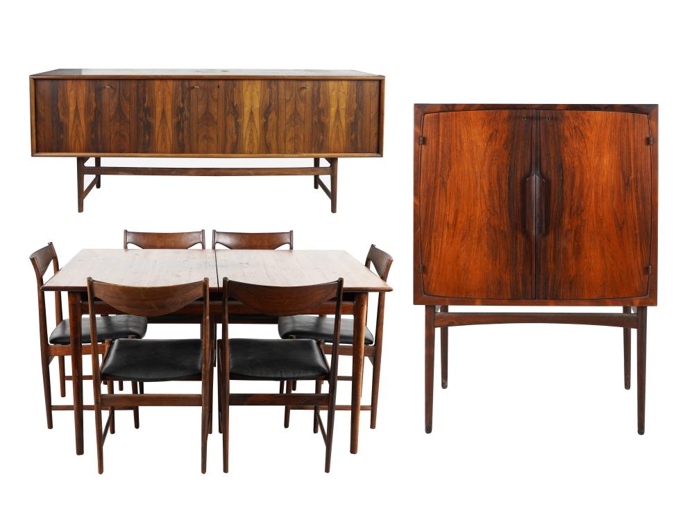 Appraisal: DANISH MID-CENTURY MODERN DINING SETchina cabinet with label from Melle