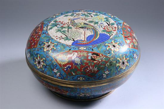 Appraisal: CHINESE CLOISONN ENAMEL BOX AND COVER Qing Dynasty Phoenix bird