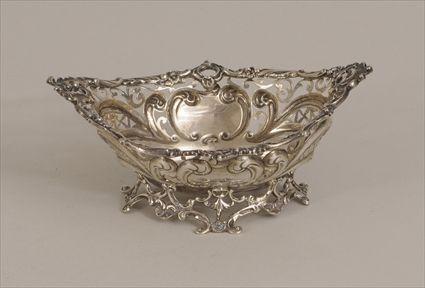 Appraisal: Gorham Sterling Silver Bon-Bon Dish with Pierced Boat-Form Bowl Monogrammed