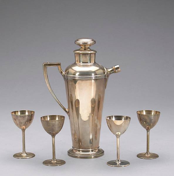 Appraisal: A sterling fourteen piece cocktail set casedCartier New York Of