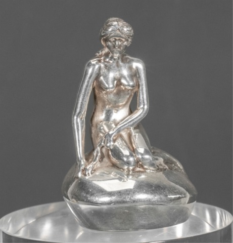 Appraisal: Bernard Hertz Sterling Mermaid Paperweight BH Sterling Denmark Weighted H