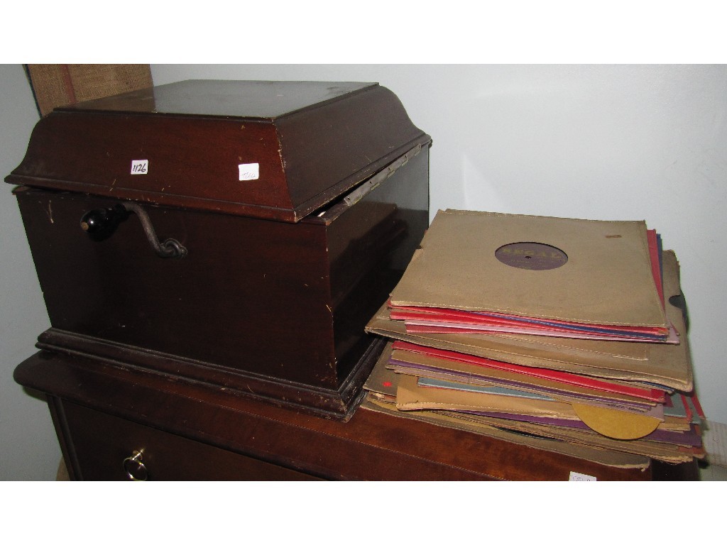 Appraisal: H M V gramophone with vinyl records