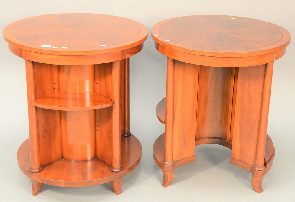 Appraisal: Pair of contemporary side tables having shelving built into body