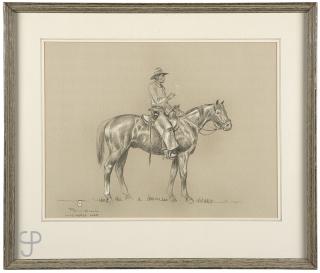 Appraisal: Ace Powell ''Wild Horse Man'' cowboy on horseback smoking signed