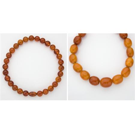 Appraisal: Two Amber Bead Necklaces Estimate -