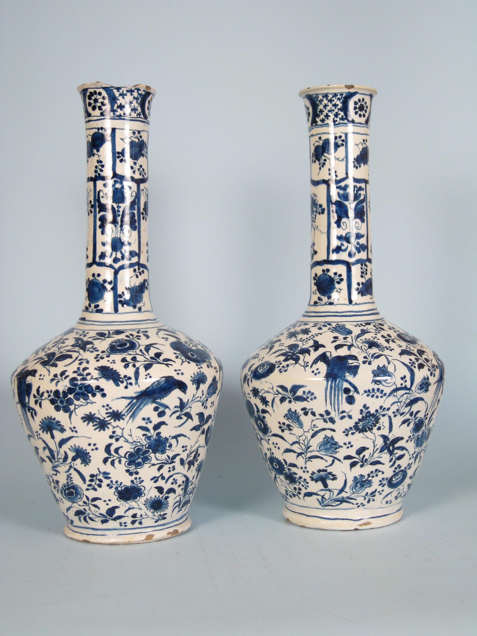 Appraisal: Pair of th Century Delft blue and white club shape