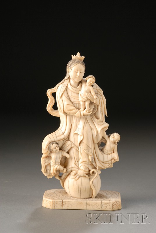 Appraisal: Ivory Carving of the Holy Family Goa India th th