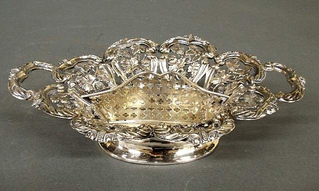 Appraisal: - Continental silver divided dish with repouss decorated grapevines hallmarked