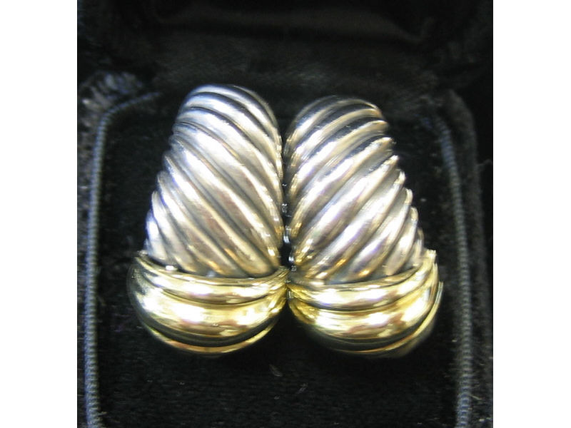 Appraisal: DAVID YURMAN EARRINGS Thoroughbred style silver pierced earrings with clip