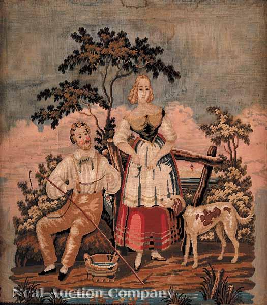 Appraisal: A Good Berlin Woolwork Country Scene mid- th c depicting