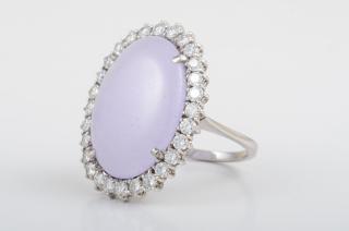 Appraisal: Lavender Jade Diamond Ring K white gold lavender jade diamond