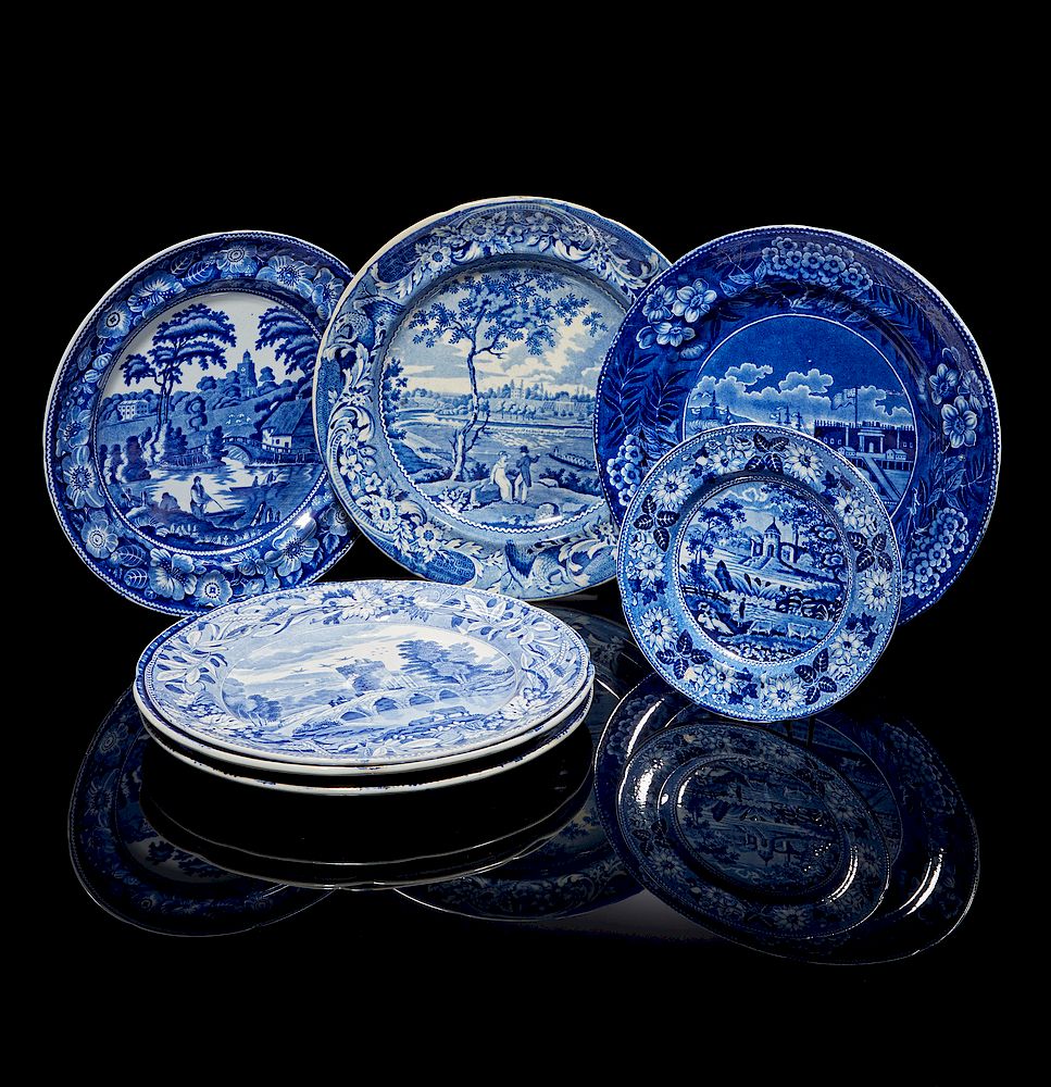 Appraisal: Blue and White Plates incl Clews Stevenson Stubbs and Others