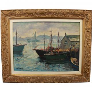 Appraisal: Cesare Ricciardi - Harbor Scene Most likely Gloucester Sight Size