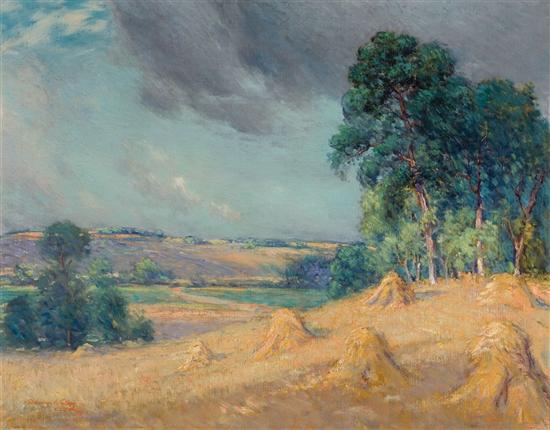 Appraisal: DAWSON DAWSON-WATSON American - Haystacks in a Landscape oil on