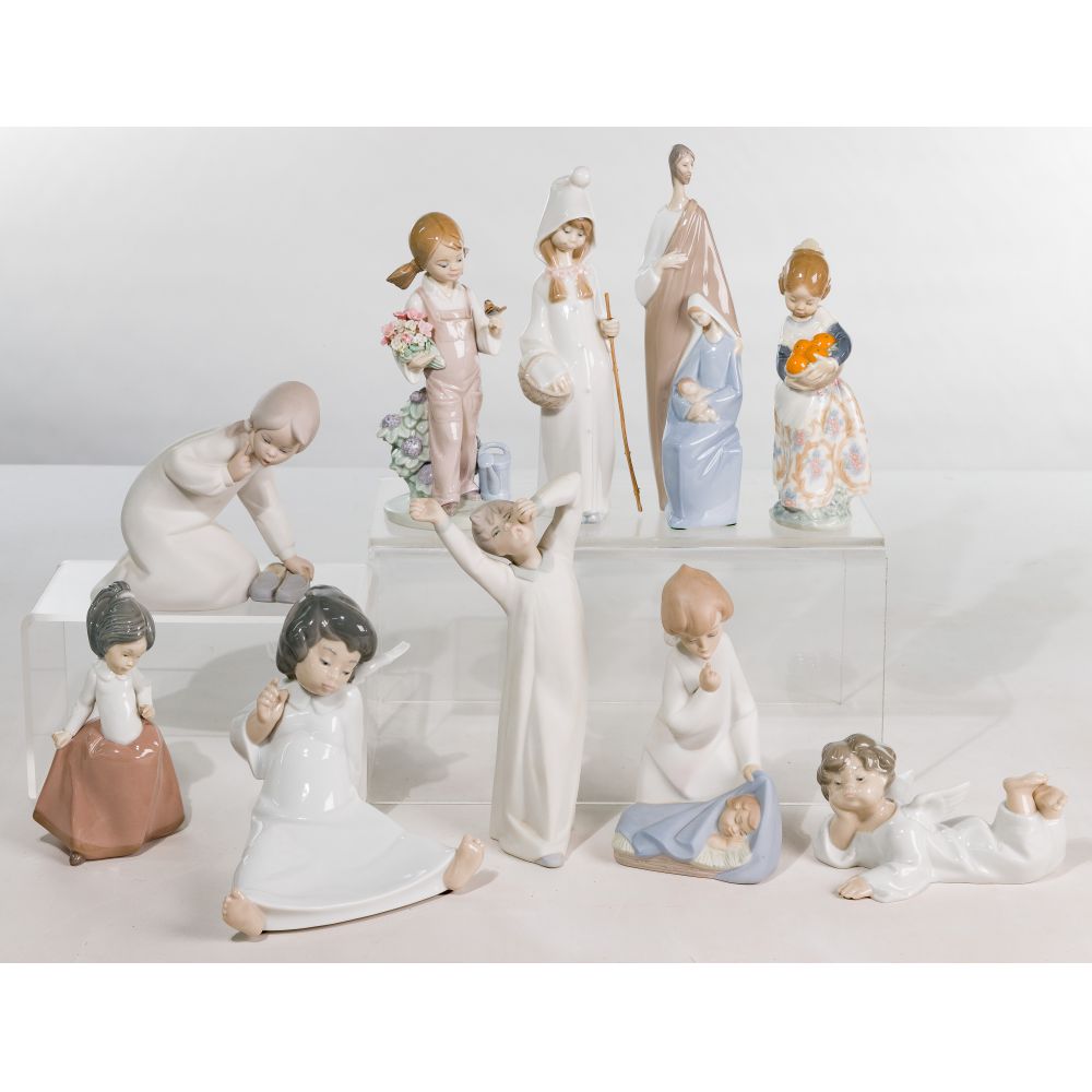 Appraisal: LLADRO FIGURINE ASSORTMENT items including Cherub Wondering retired Angel Reclining