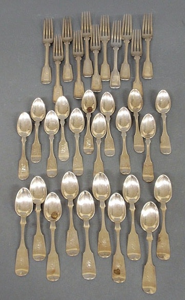 Appraisal: Twenty-two coin silver teaspoons by R W Wilson Phila ten