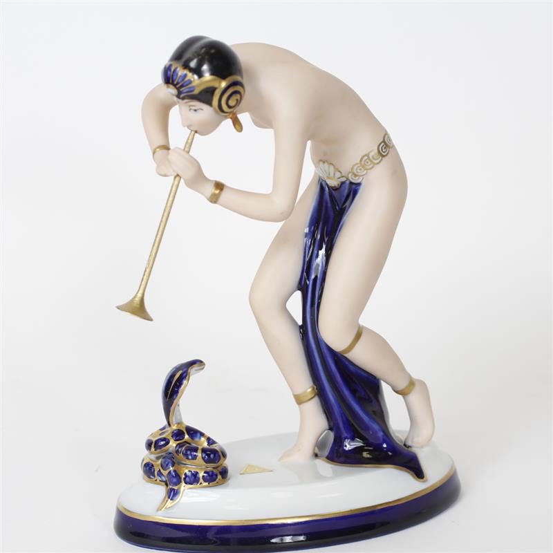 Appraisal: Royal Dux Porcelain Art Deco Figure of a Snake Charmer