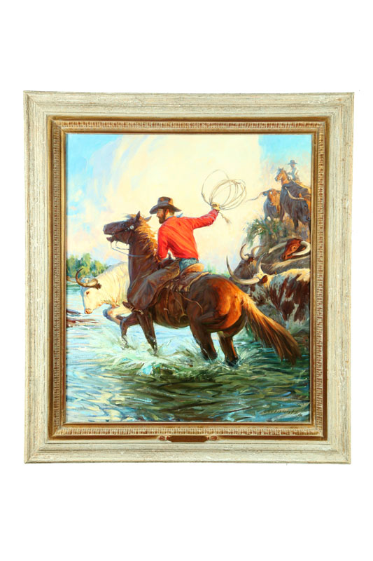 Appraisal: CROSSING THE YELLOWSTONE BY LOREN ENTZ MONTANA WYOMING B Oil