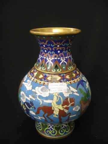 Appraisal: Chinese Cloisonne Vase horse ''carriage deco design'' '' tall excellent