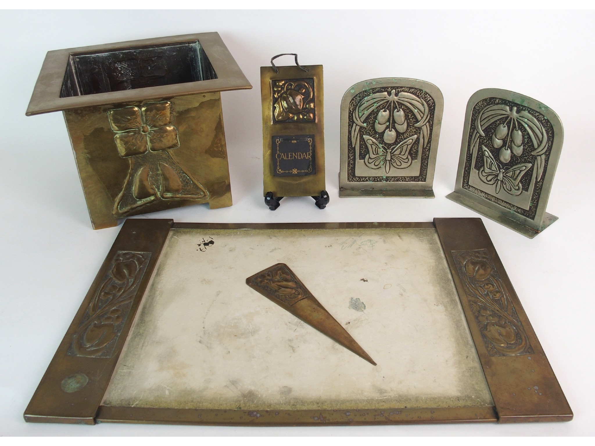 Appraisal: A group of Glasgow School Art Nouveau repousse work itemsa