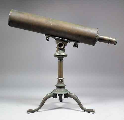 Appraisal: A th Century brass table telescope on tripod stand ins