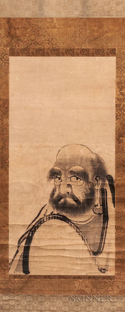 Appraisal: Hanging Scroll Portrait of Daruma Hanging Scroll Portrait of Daruma