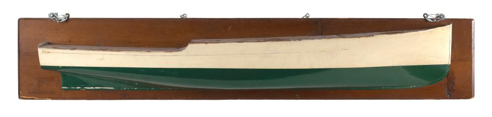 Appraisal: MOUNTED HALF HULL MODEL OF A YACHT FIRST HALF OF