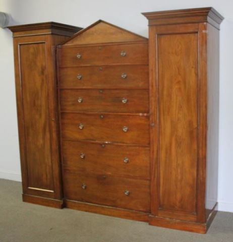 Appraisal: Antique Victorian Wardrobe Armoire with drawers between doors From a